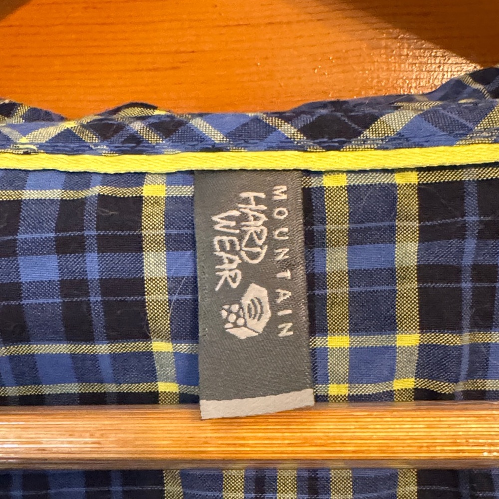 Mountain Hardwear Navy and Yellow Plaid Shirt - Picture 2 of 5